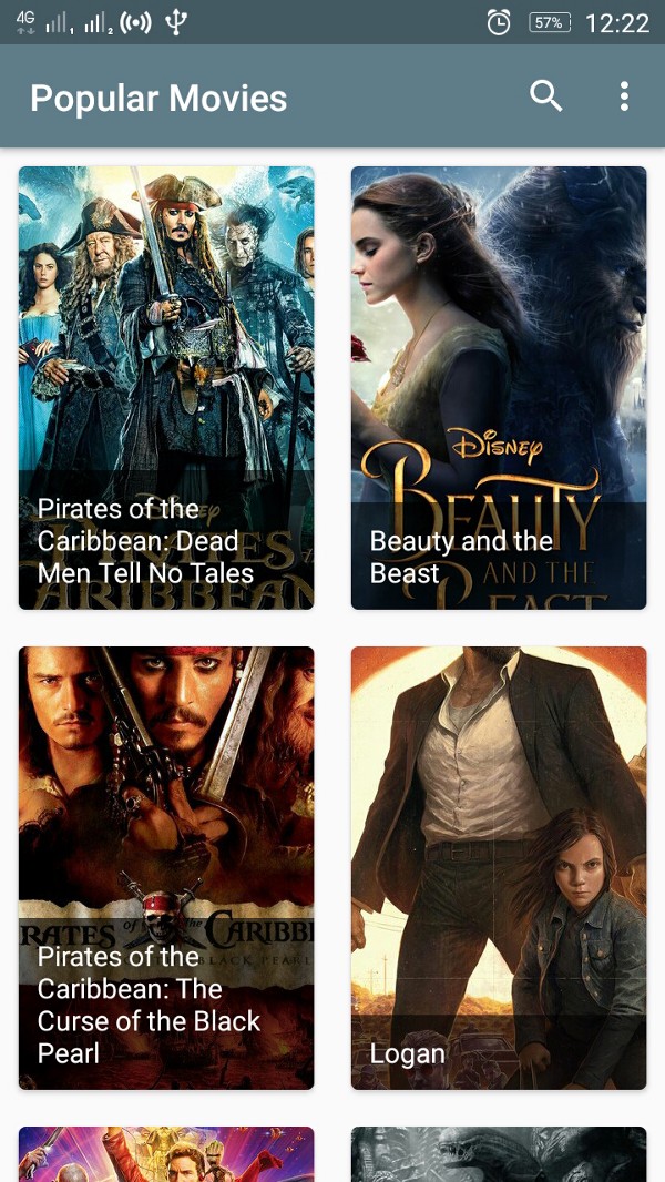 Movie Android App - front page